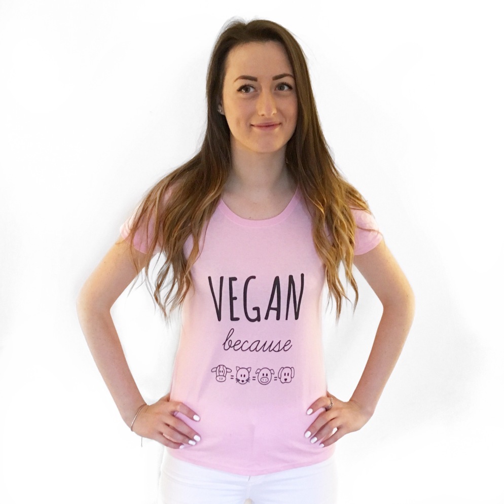 Vegan because pink t-shirt